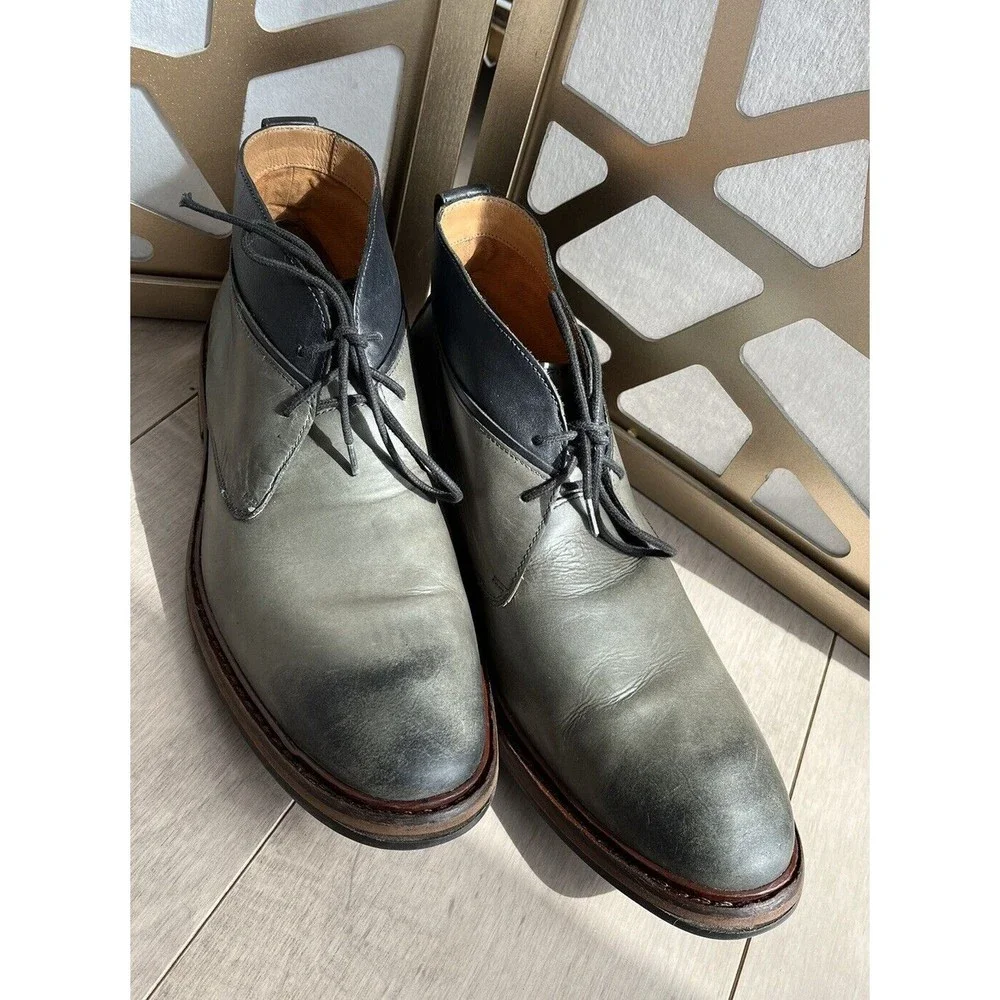 Cole Haan Williams Welt II Denim Grey Burnished Leather Chukka Boots 11 W Wide